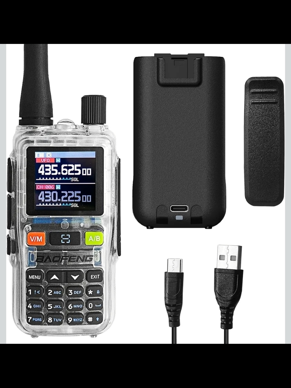 Baofeng UV5R Mini Transparent Two-Way Radio - Clear + Black